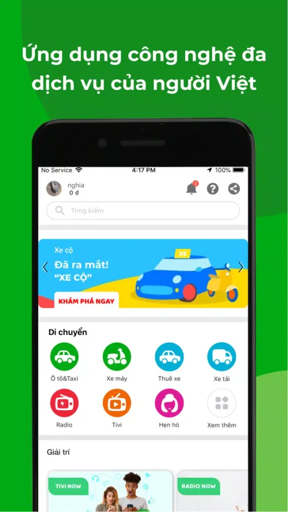 Zrzuty ekranu VietGo - Đặt xe car bike taxi
