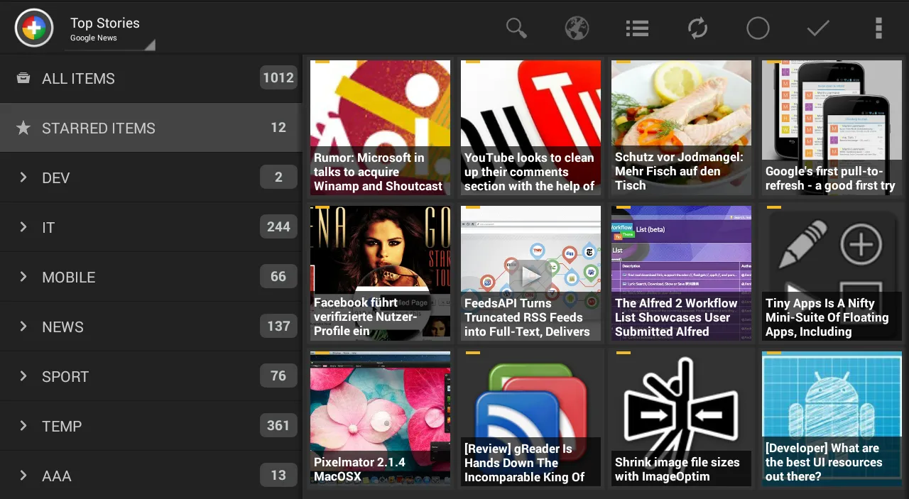 Скриншоты Tiny Tiny Rss | News+