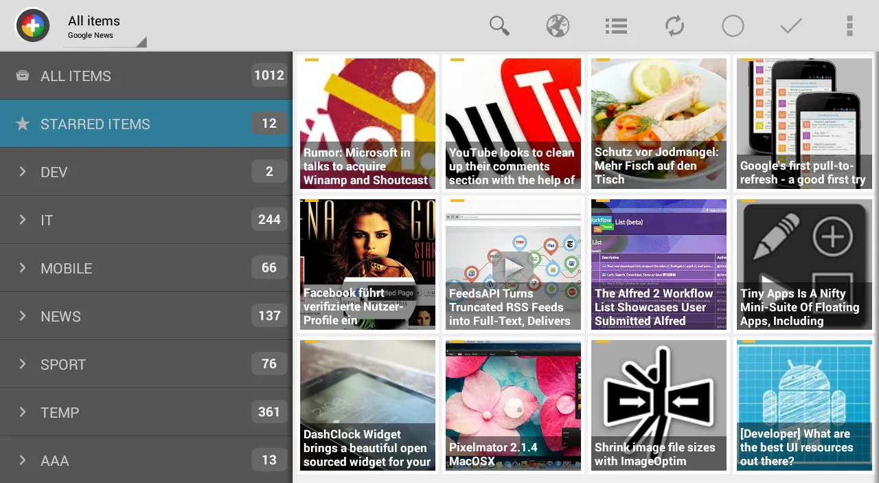 Скриншоты Tiny Tiny Rss | News+