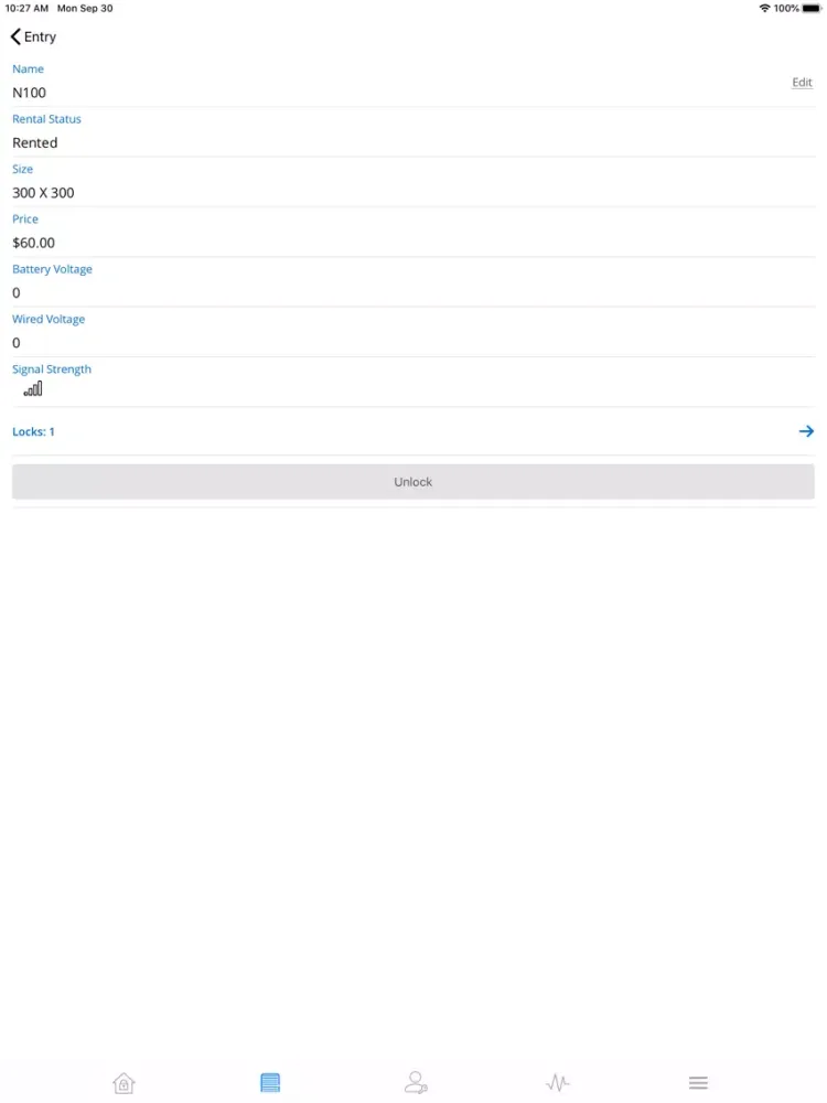 Ảnh chụp màn hình của Comfort Storage Access By Nokē iPad 