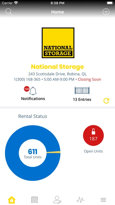 Capturas de tela do National Storage Smart Entry