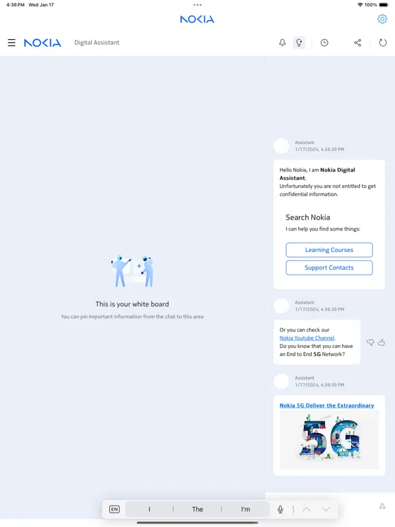 Nokia AI Digital Assistant iPad 스크린샷