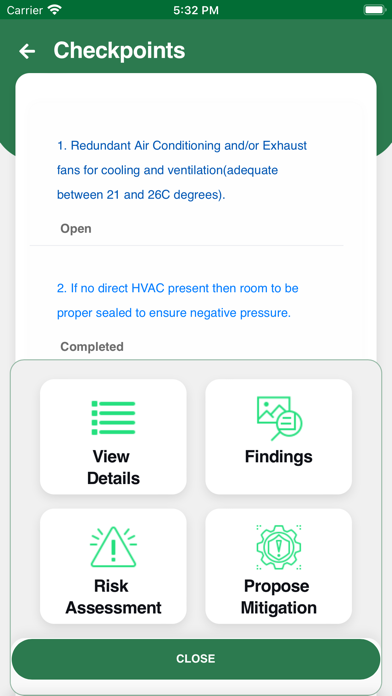 Screenshot di NOMAC RoS Checklists