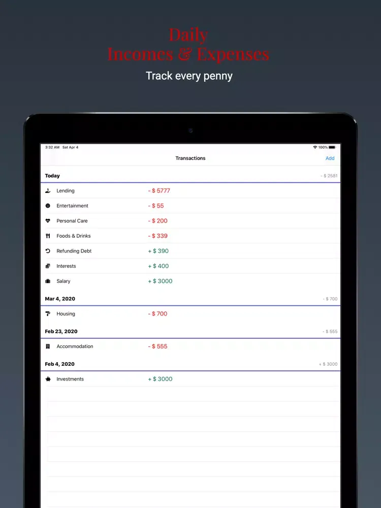 Expense Tracker · iPad  سکرین شاٹس