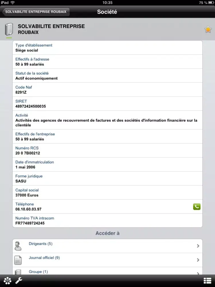 Zrzuty ekranu Creditsafe iPad 