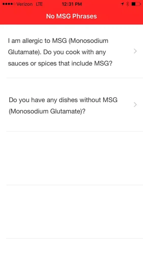 Tangkapan skrin No MSG - Avoid MSG when eating out