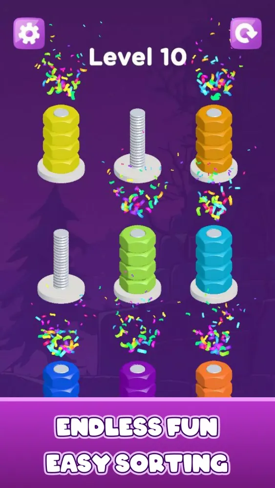 Sort Nuts and Bolts Puzzle سکرین شاٹس