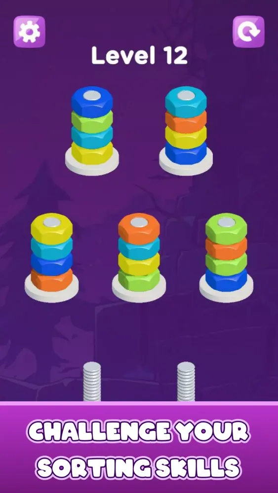Sort Nuts and Bolts Puzzle سکرین شاٹس