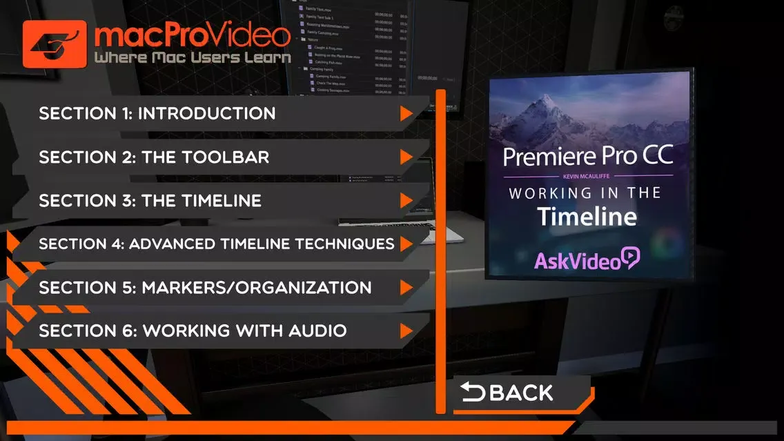 ภาพหน้าจอของ Working in the Timeline Course