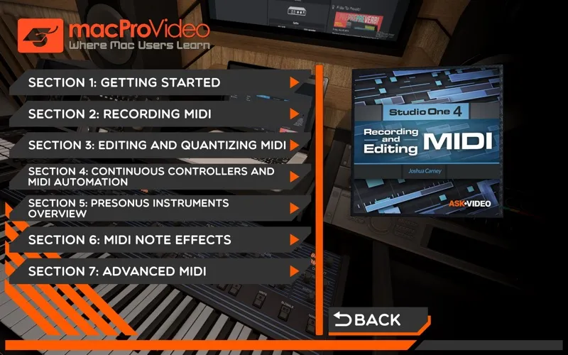 Capturas de tela do Recording and Editing MIDI