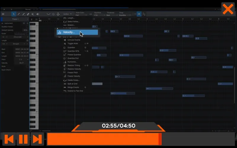Capturas de tela do Recording and Editing MIDI