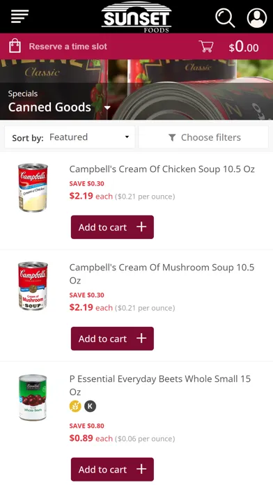 Sunset Foods Egrocer スクリーンショット
