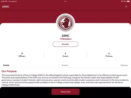 ภาพหน้าจอของ Mustang Student App iPad 