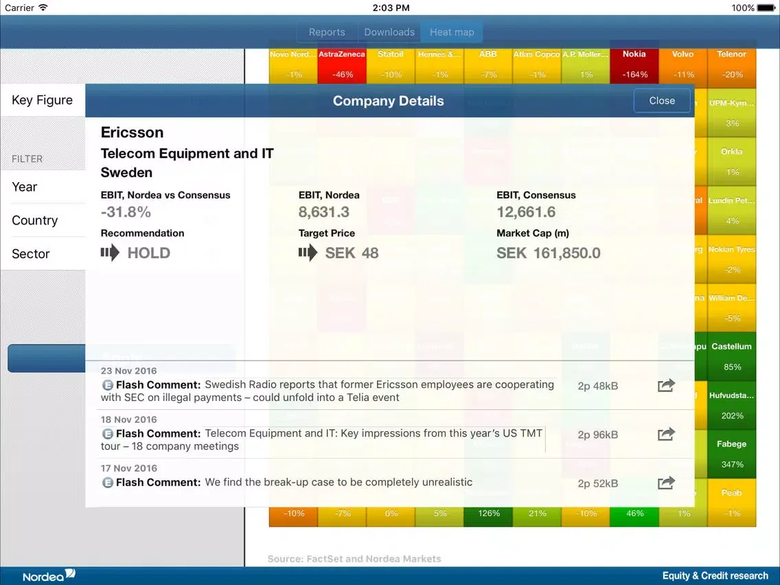 Скриншоты Nordea Markets Equity Research iPad 