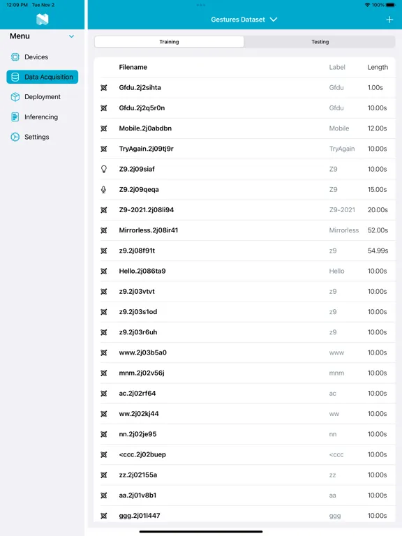 Tangkapan layar nRF Edge Impulse iPad
