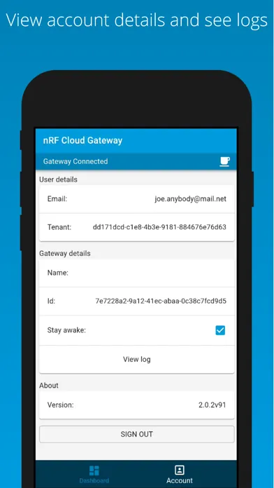 nRF Cloud Gateway Screenshots