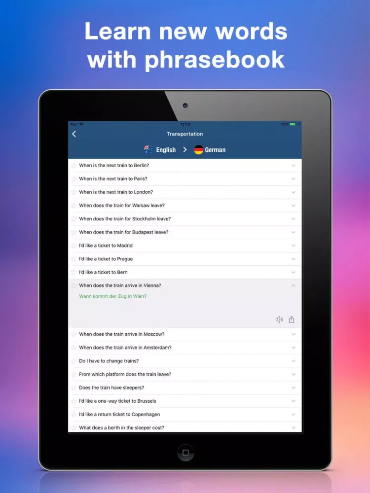 Tangkapan layar Translation and vocabulary iPad 