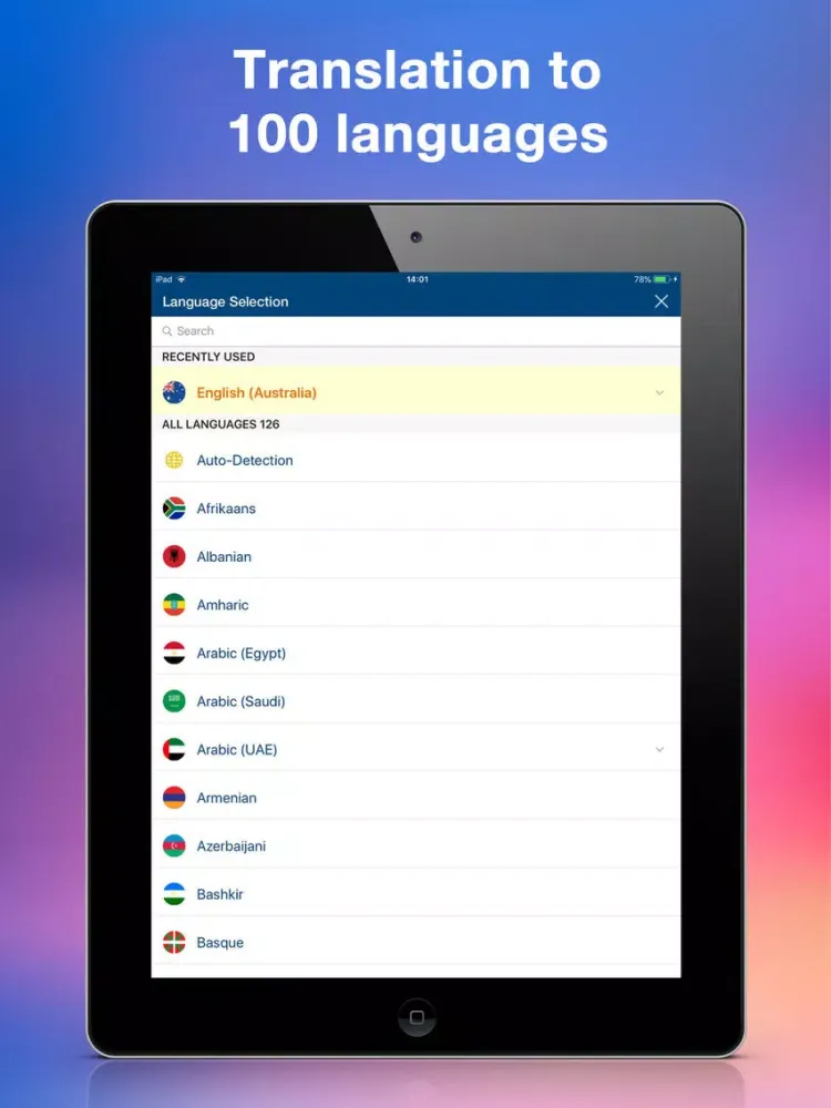 Tangkapan layar Translation and vocabulary iPad 