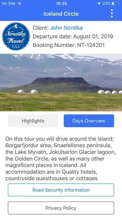 Capturas de pantalla de Nordika Travel Itinerary App