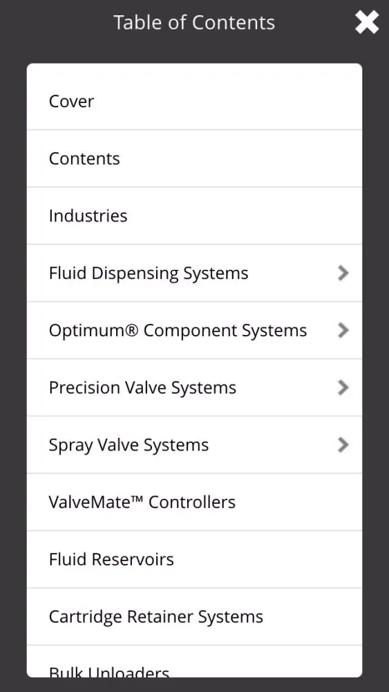 Precision Dispensing Catalog Screenshots