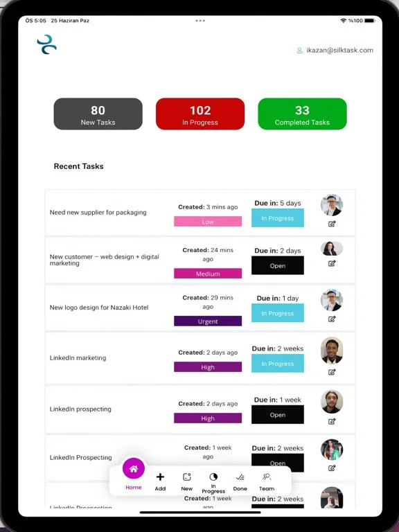 Ảnh chụp màn hình của Silk Task iPad 