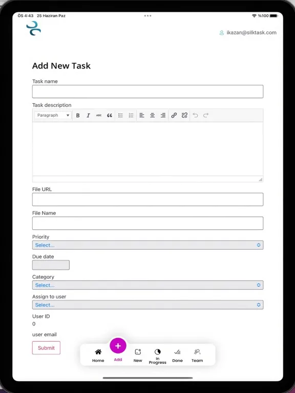 Ảnh chụp màn hình của Silk Task iPad 