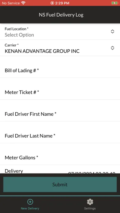 Ảnh chụp màn hình của Fuel Delivery NS
