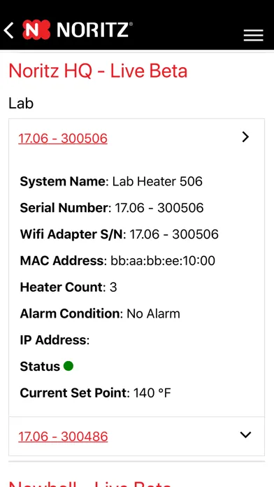 Tangkapan skrin Noritz Commercial WIFI