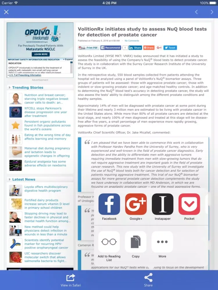 Northern Light Pharma News iPad  Screenshots