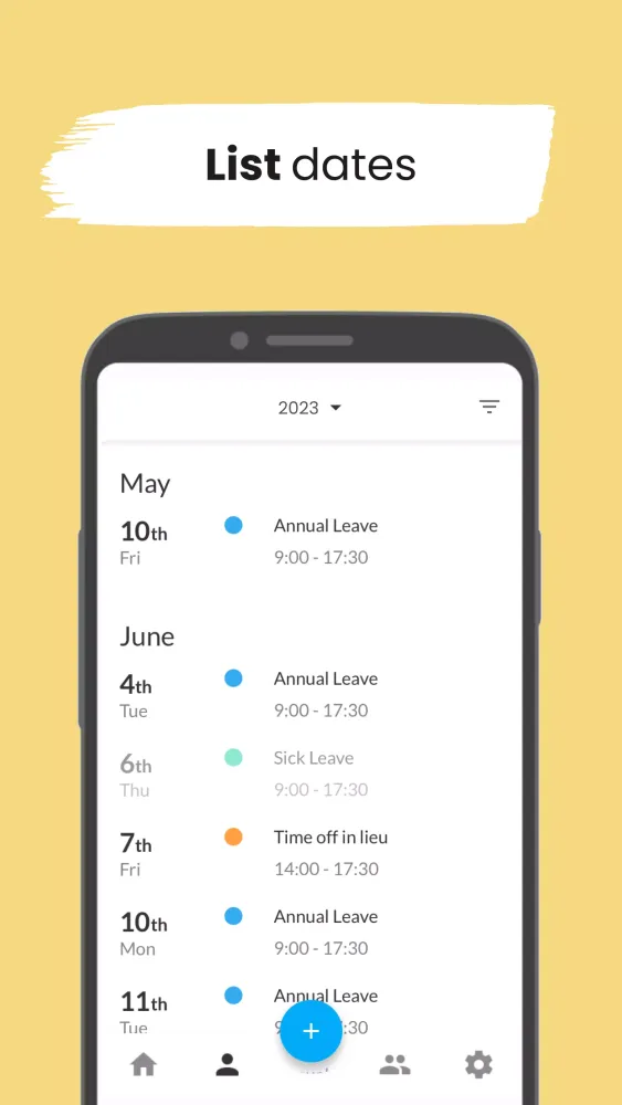 Captures d'écran de Leave Dates - Staff Planner