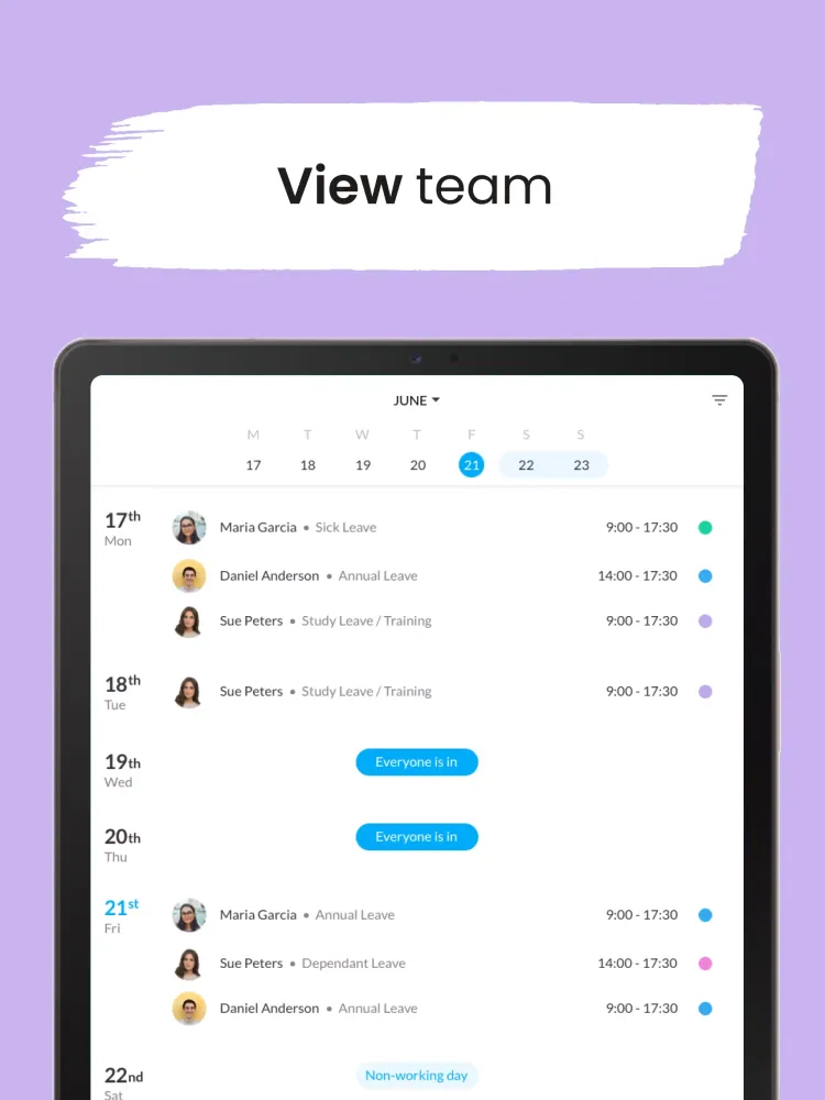 Captures d'écran de Leave Dates - Staff Planner