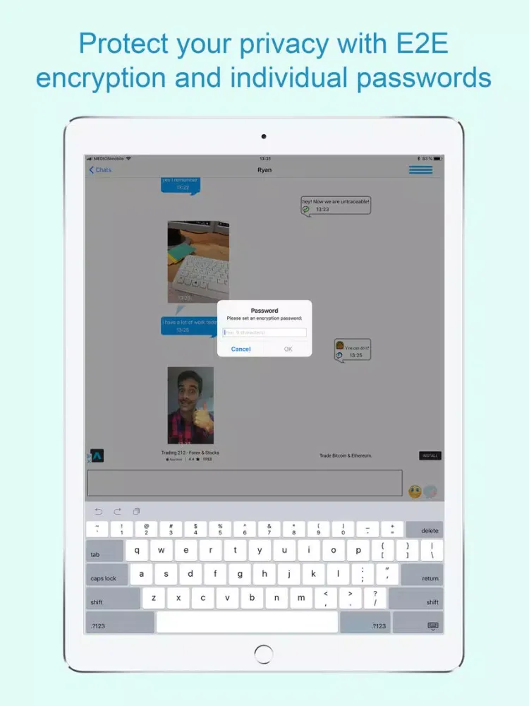 SelfieCheckr E2E Messenger iPad  Screenshots