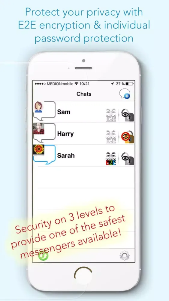 SelfieCheckr E2E Messenger Screenshots
