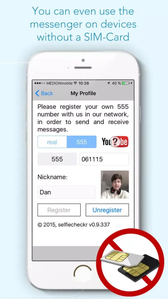 SelfieCheckr E2E Messenger Screenshots