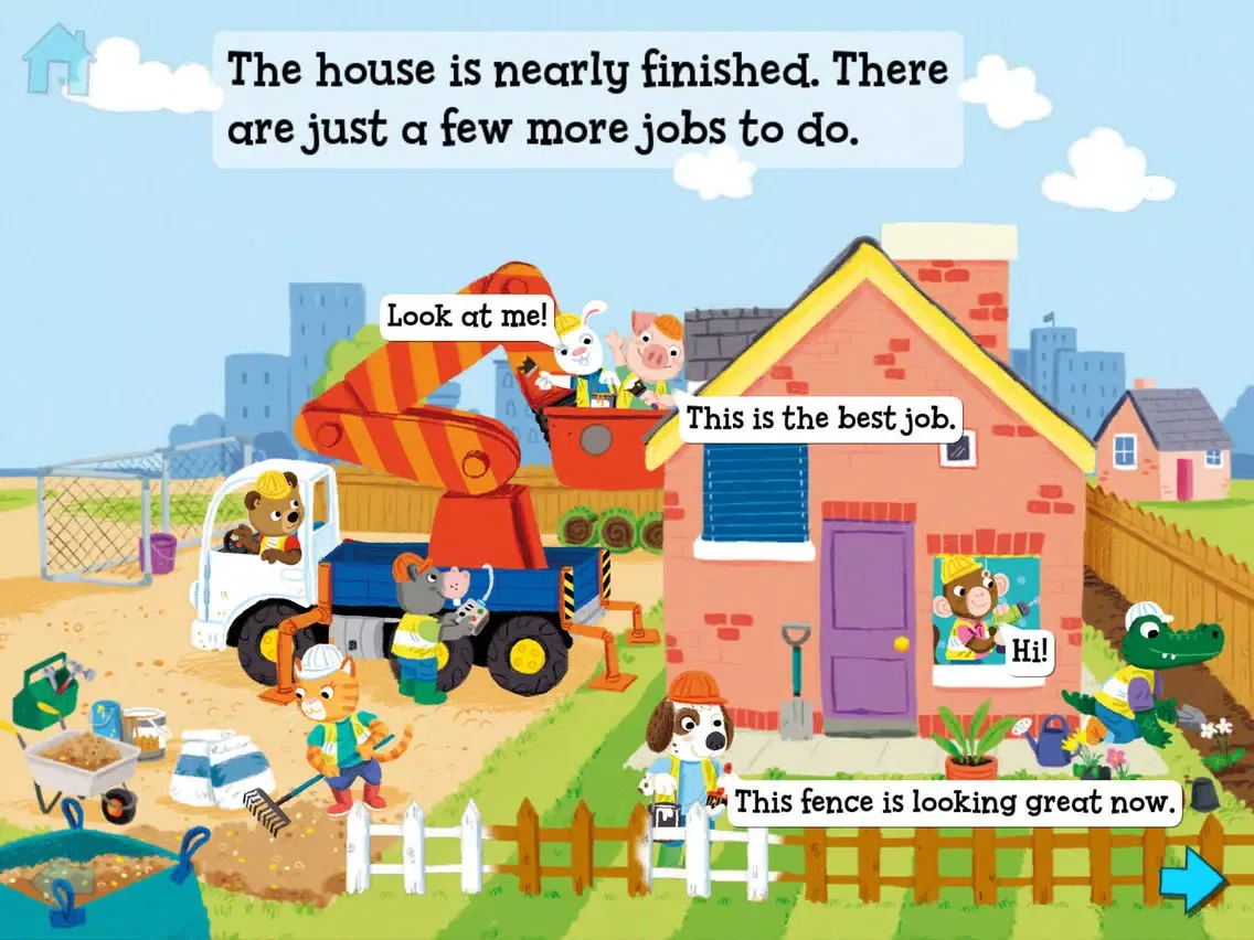 Capturas de tela do Bizzy Bear Builds a House iPad 