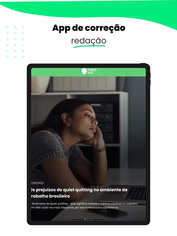 Ảnh chụp màn hình của Redação Nota 1000 ENEM iPad 