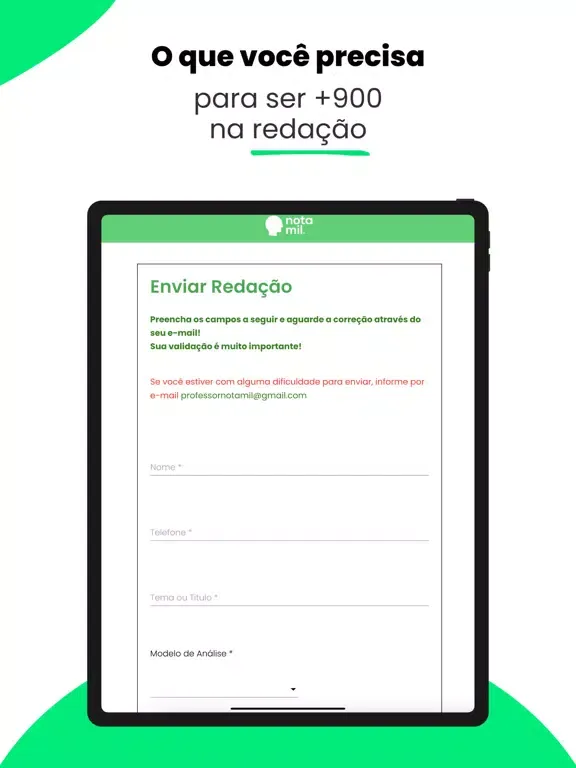 Ảnh chụp màn hình của Redação Nota 1000 ENEM iPad 