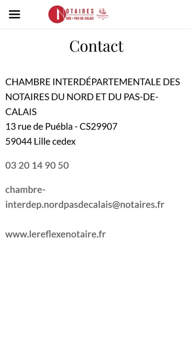 Tangkapan skrin Notaires Nord-Pas-de-Calais