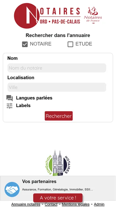 Tangkapan skrin Notaires Nord-Pas-de-Calais