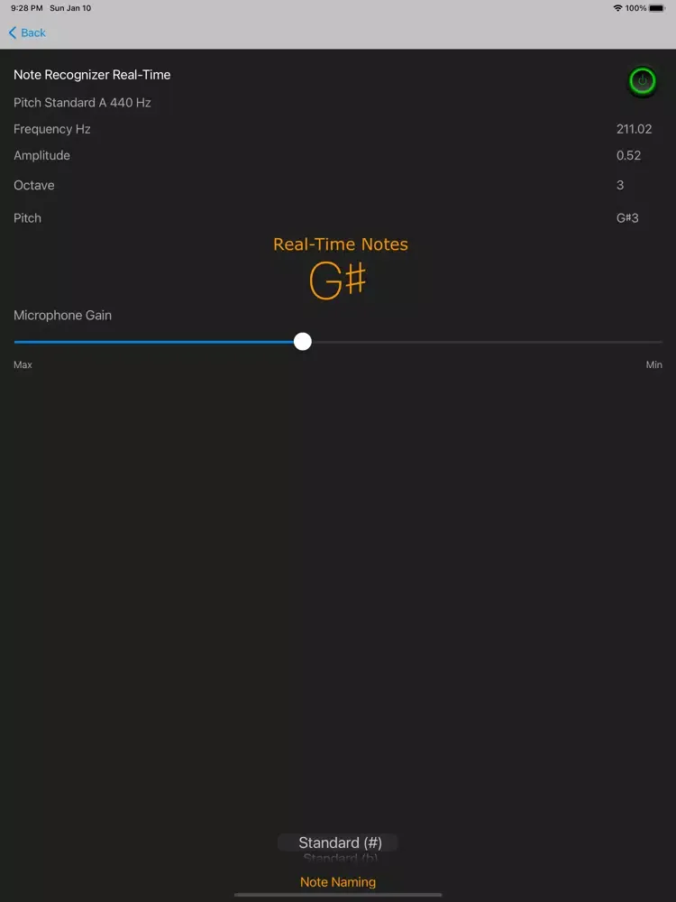 Tangkapan layar Note Recognizer Vocal Trainer iPad 
