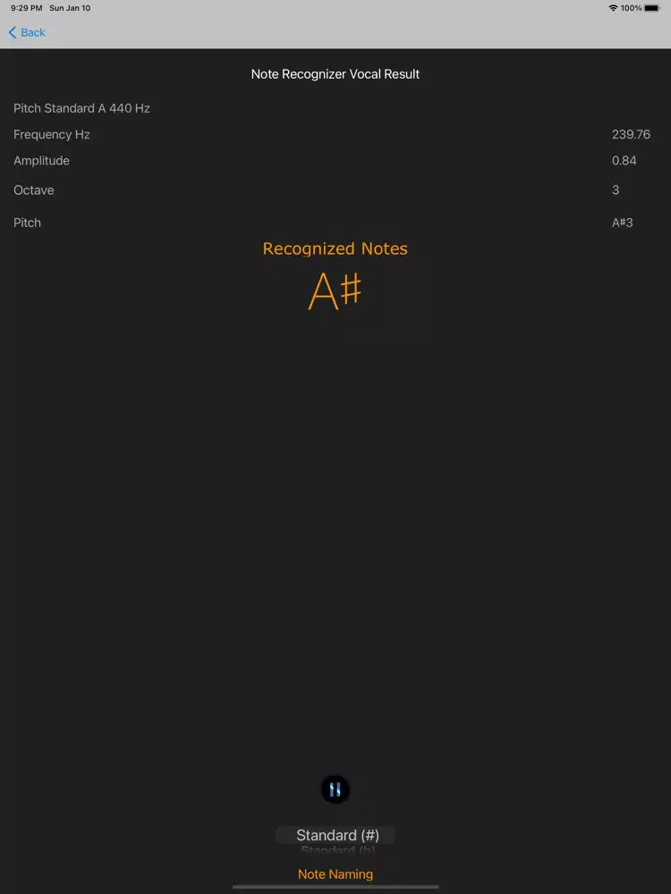 Tangkapan layar Note Recognizer Vocal Trainer iPad 