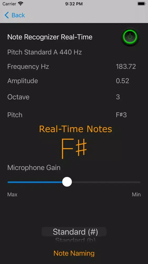 Tangkapan layar Note Recognizer Vocal Trainer