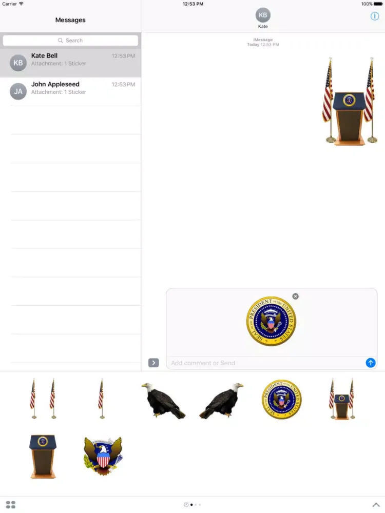 Presidential Stickers iPad  スクリーンショット