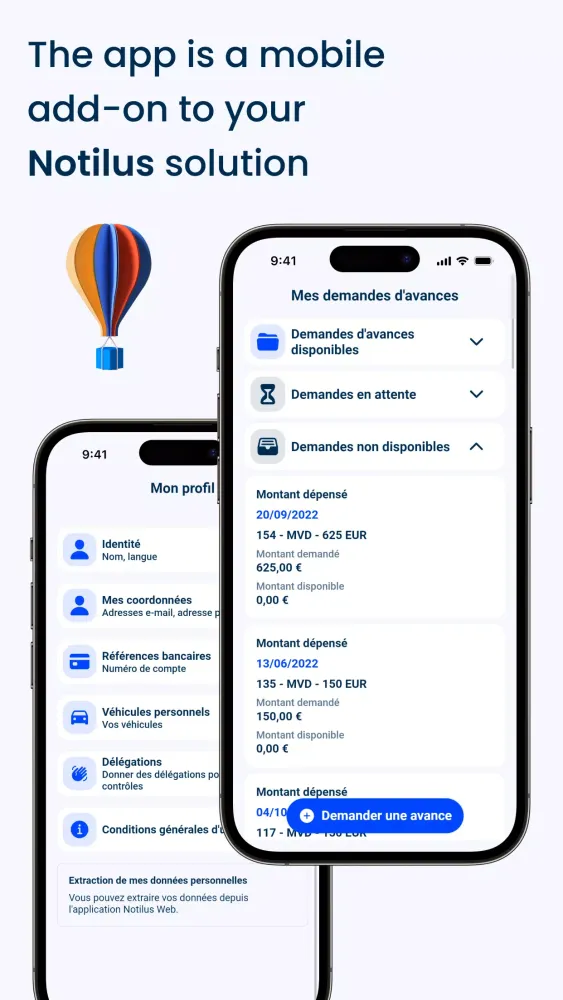 Tangkapan skrin Cegid Notilus travel expenses