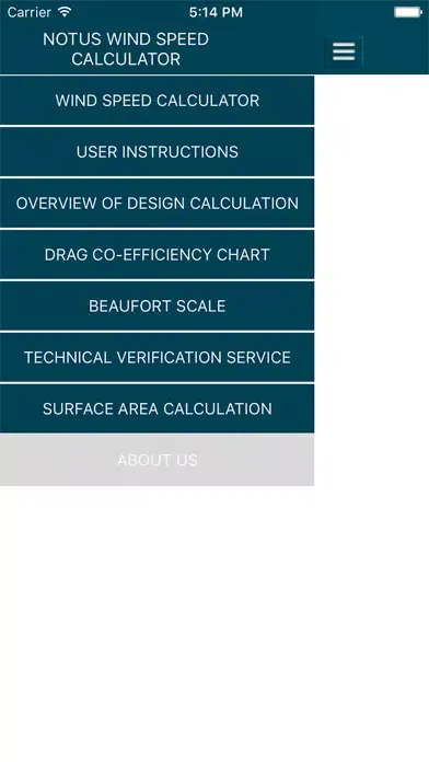 Tangkapan skrin Notus Wind Speed Calculator