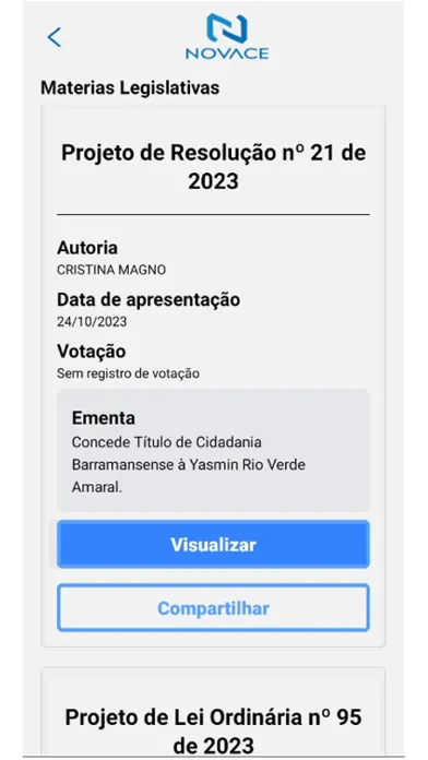 ภาพหน้าจอของ Novace Votação
