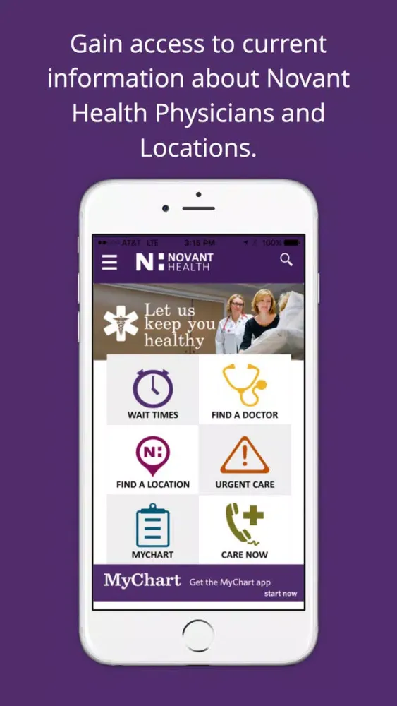 Capturas de tela do Novant Health