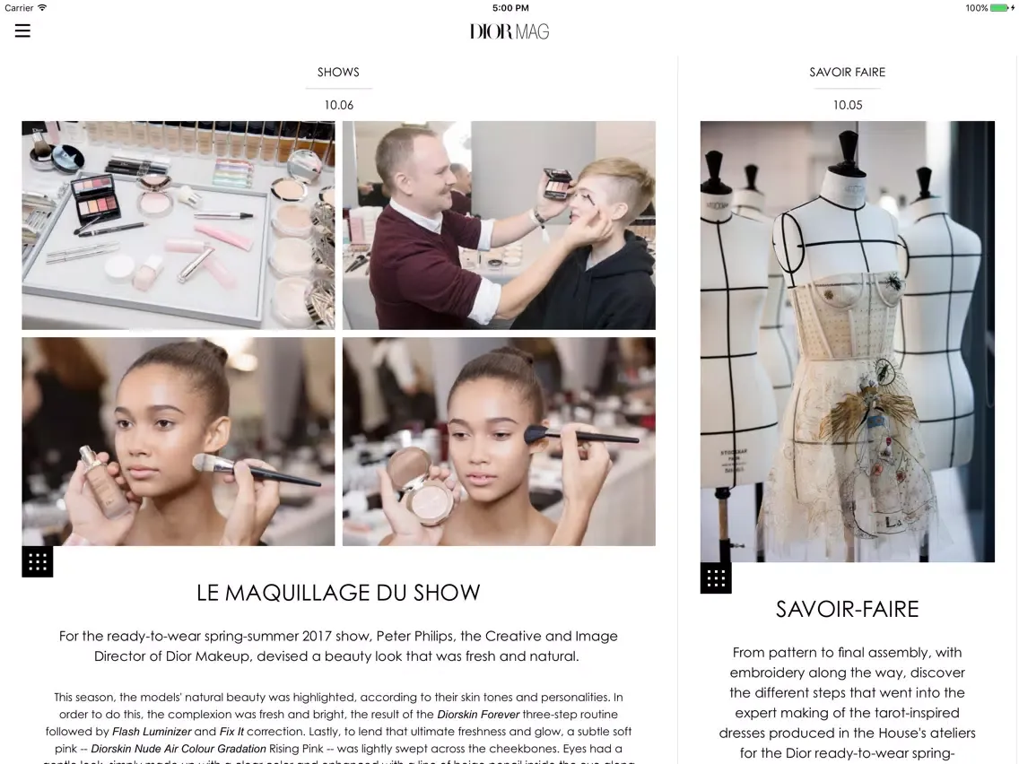Capturas de pantalla de DIORMAG, All the latest Dior news iPad 