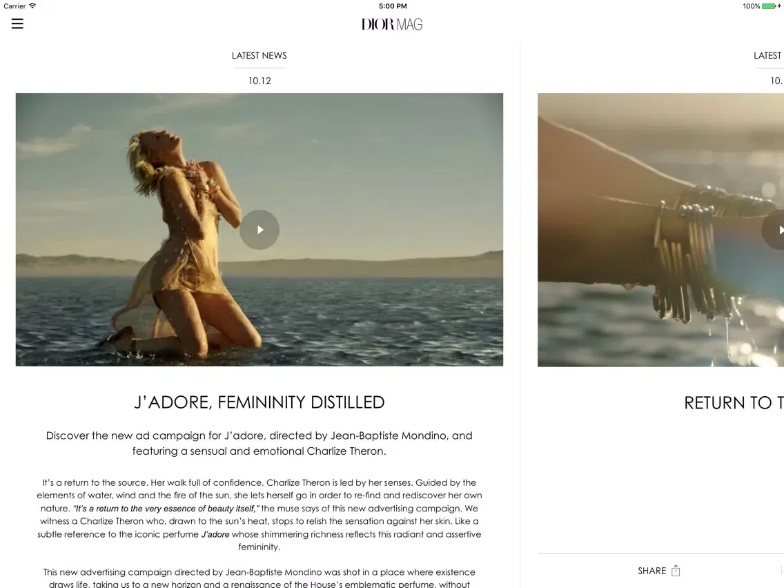 Capturas de pantalla de DIORMAG, All the latest Dior news iPad 