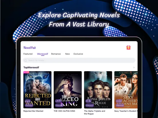 Ảnh chụp màn hình của NovelPub iPad